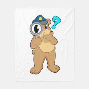 Bear Police officer Magnifying glass Fleece Blanket