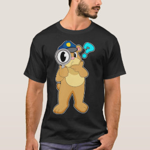 Bear Police Officer Magnifying Glass T-Shirt