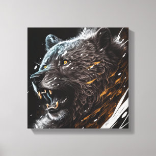 Bear Portrait Animal Painting Adventure Wildlife Canvas Print