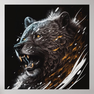 Bear Portrait Animal Painting Adventure Wildlife Poster