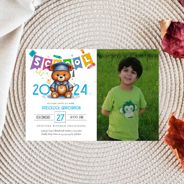 Bear preschool Kindergarten Graduation Invitation (Creator Uploaded)
