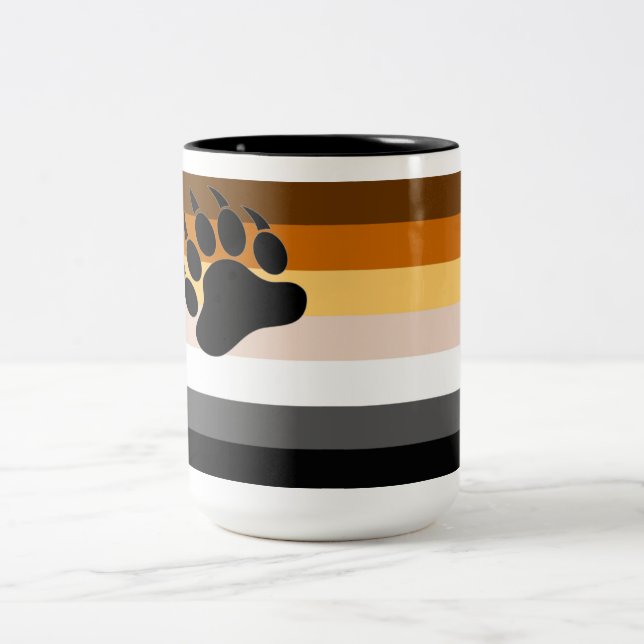 Bear Pride Colours Flag Black Paw Two-Tone Coffee Mug (Center)