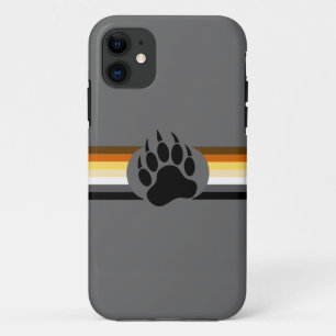 Bear Pride colours stripes and Bear Paw iPhone 11 Case