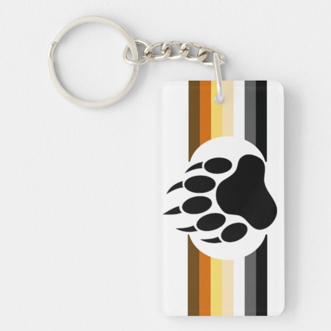 Bear Pride colours stripes and Bear Paw Key Ring (Front)