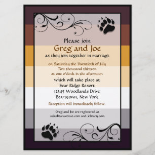 Bear Pride Custom Gay Wedding Invitations