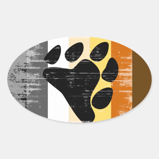 Bear Pride distressed Oval Sticker (Front)