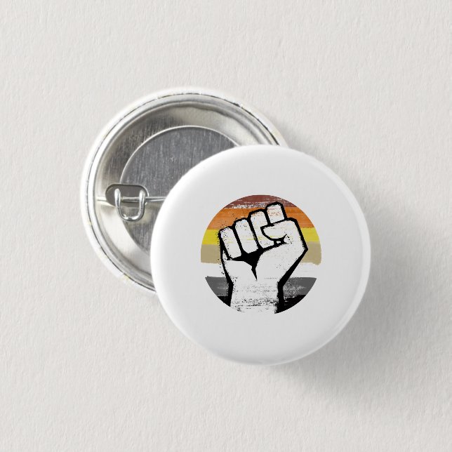 Bear Pride Fist Circle Print 3 Cm Round Badge (Front & Back)
