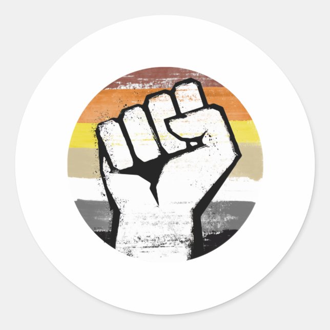 Bear Pride Fist Circle Print Classic Round Sticker (Front)