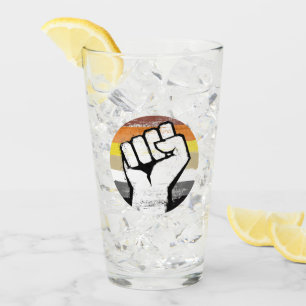 Bear Pride Fist Circle Print Glass