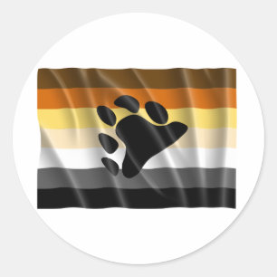 BEAR PRIDE FLAG FLYING CLASSIC ROUND STICKER