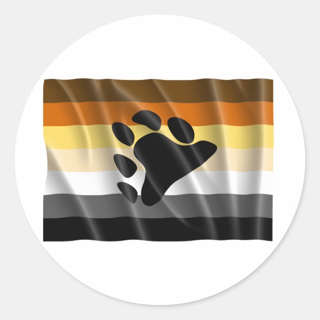 BEAR PRIDE FLAG FLYING CLASSIC ROUND STICKER (Front)
