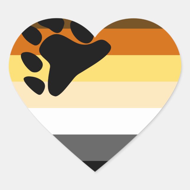 Bear Pride Flag Heart Sticker (Front)