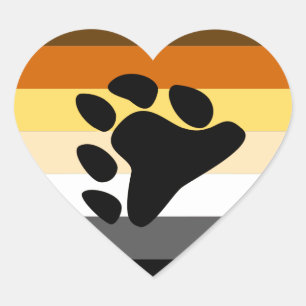 BEAR PRIDE FLAG STRIPES DESIGN HEART STICKER