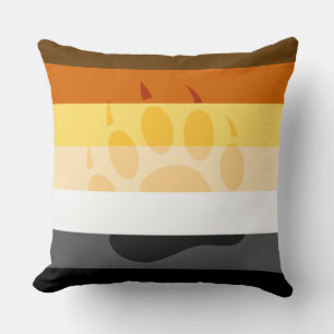 Bear Pride Flag With Cool Embedded Bear Paw  Accen Cushion