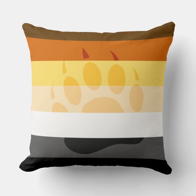 Bear Pride Flag With Cool Embedded Bear Paw  Accen Cushion (Front)