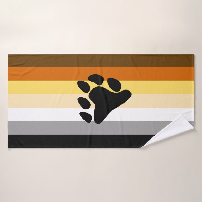 Bear Pride Flag with Paw Bath Towel (Bath Towel)