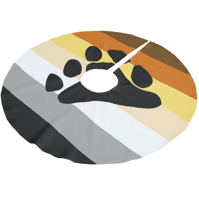 Bear Pride Flag with Paw Brushed Polyester Tree Skirt (Angled)