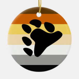 Bear Pride Flag with Paw Ceramic Tree Decoration