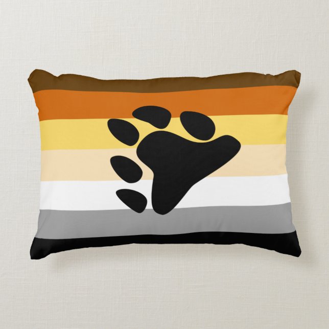Bear Pride Flag with Paw Decorative Cushion (Front)
