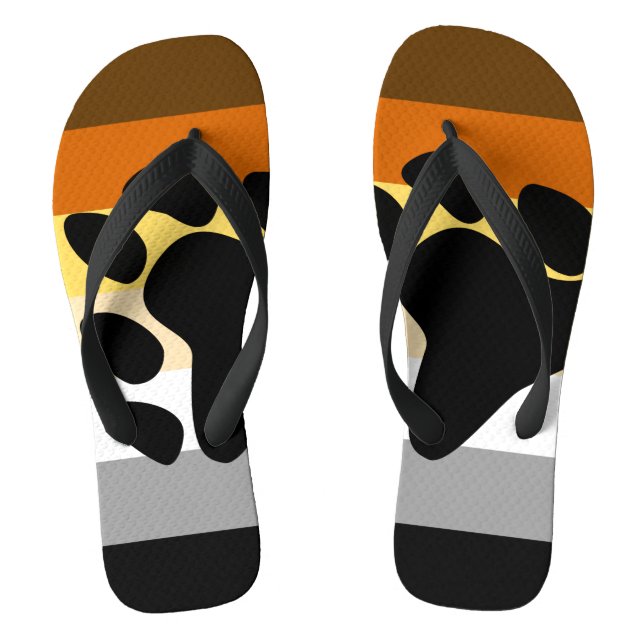 Bear Pride Flag with Paw Flip Flops (Footbed)