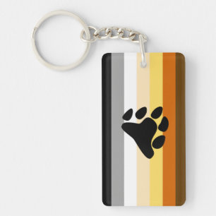 Bear Pride Flag with Paw Key Ring