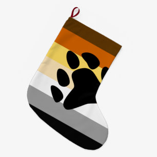 Bear Pride Flag with Paw Large Christmas Stocking