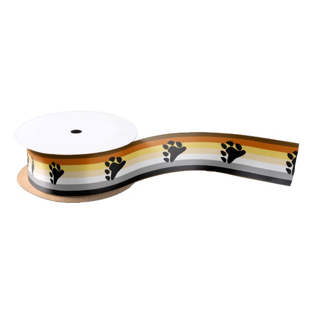 Bear Pride Flag with Paw Satin Ribbon (Spool)
