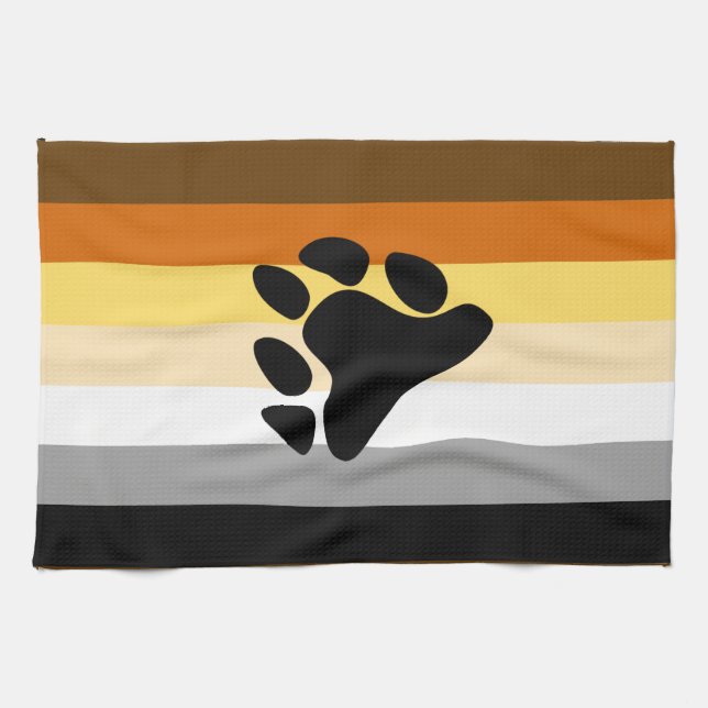 Bear Pride Flag with Paw Tea Towel (Horizontal)