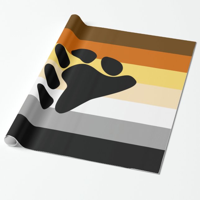 Bear Pride Flag with Paw Wrapping Paper (Unrolled)