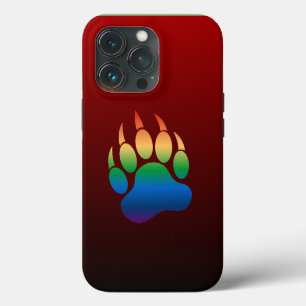 Bear Pride Gradient Colours Bear Paw On Black Case