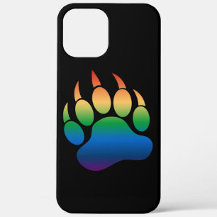 Bear Pride Gradient Colours Bear Paw On Black iPhone 12 Pro Max Case