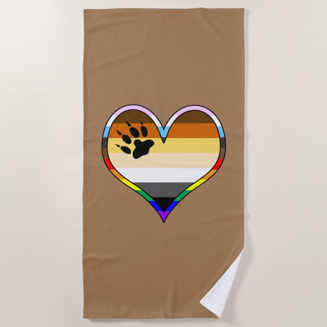 Bear Pride Heart Beach Towel (Front)