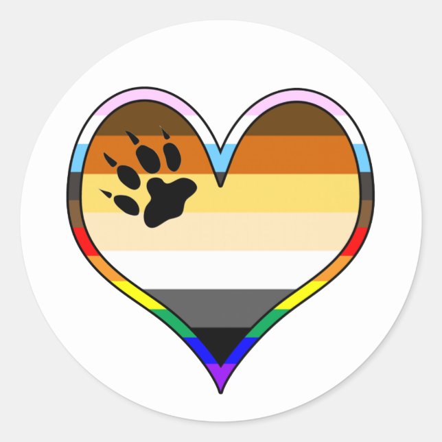 Bear Pride Heart Classic Round Sticker (Front)