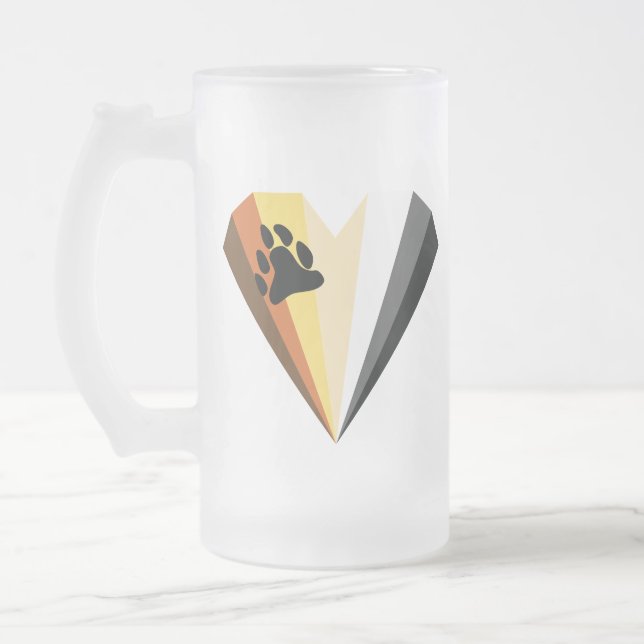 Bear Pride Heart Frosted Glass Mug (Left)