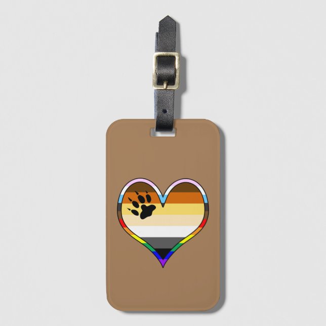 Bear Pride Heart Luggage Tag (Front Vertical)