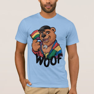Bear pride humour and fun bear woof rainbow flag T-Shirt