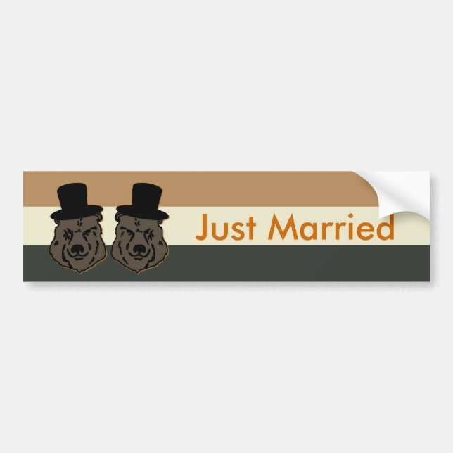 Bear Pride Just Married Bumper Sticker (Front)