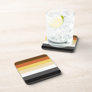 Bear Pride, Neutral Gradient Stripes, LGBTQ Pride Coaster
