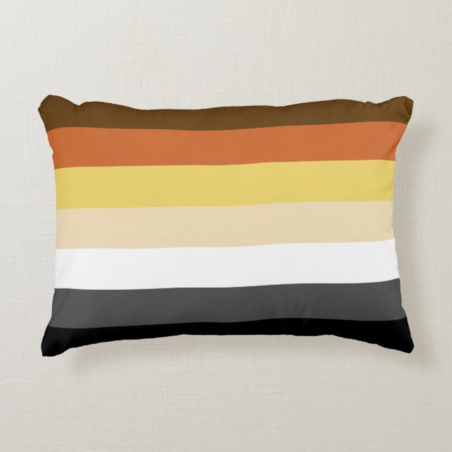 Bear Pride, Neutral Gradient Stripes, LGBTQ Pride Decorative Cushion (Front)
