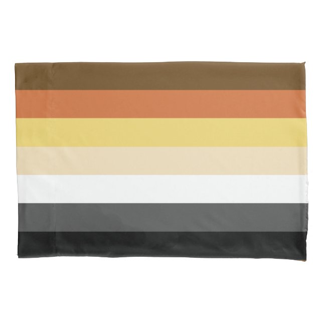 Bear Pride, Neutral Gradient Stripes, LGBTQ Pride Pillowcase (Front)