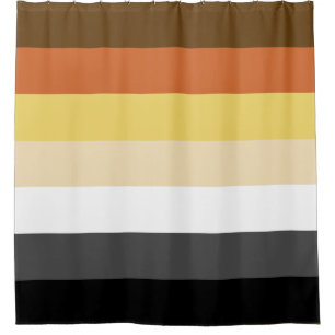Bear Pride, Neutral Gradient Stripes, LGBTQ Pride Shower Curtain