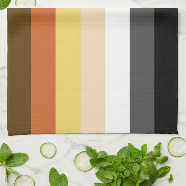 Bear Pride, Neutral Gradient Stripes, LGBTQ Pride Tea Towel (Folded)