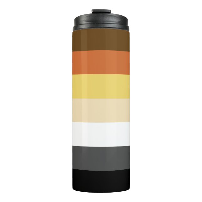 Bear Pride, Neutral Gradient Stripes, LGBTQ Pride Thermal Tumbler (Front)