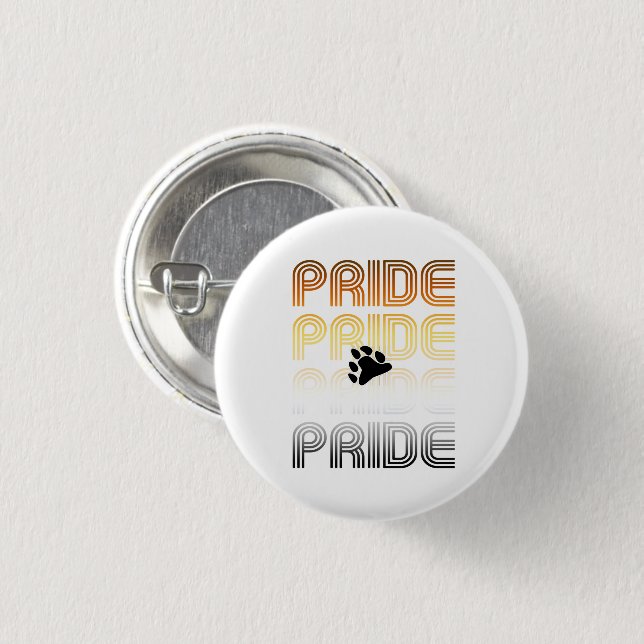 Bear Pride Paw Retro Pattern Design Letters 3 Cm Round Badge (Front & Back)