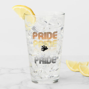 Bear Pride Paw Retro Pattern Design Letters Glass
