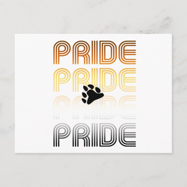 Bear Pride Paw Retro Pattern Design Letters Postcard (Front)