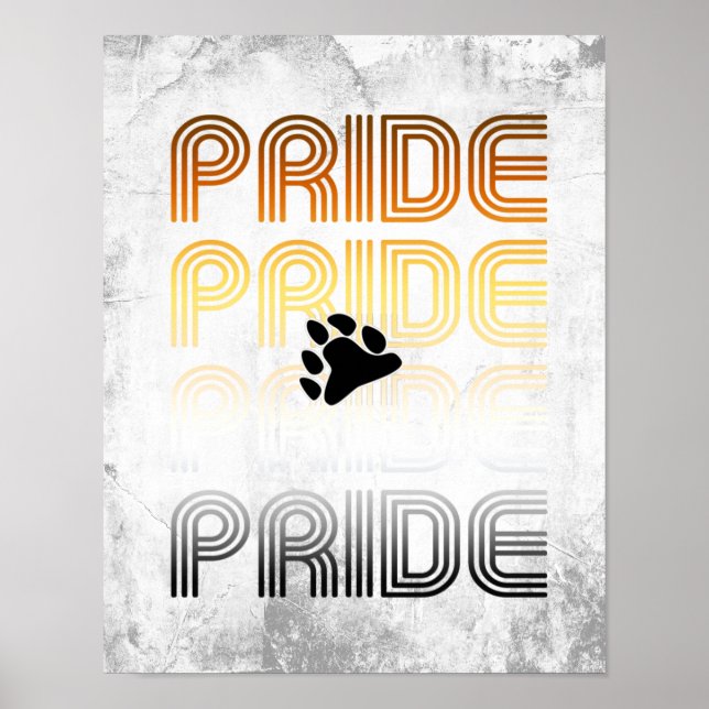 Bear Pride Paw Retro Pattern Design Letters Poster (Front)