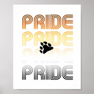 Bear Pride Paw Retro Pattern Design Letters Poster