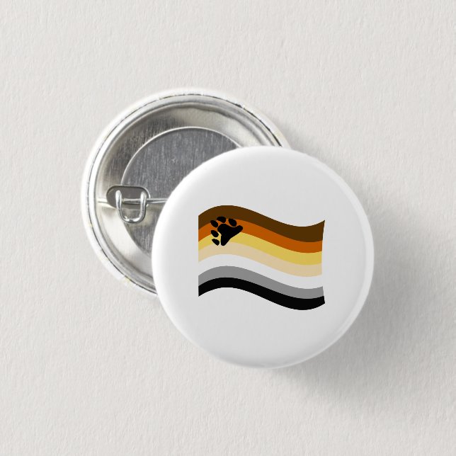 Bear Pride Paw Wavy Flag 3 Cm Round Badge (Front & Back)