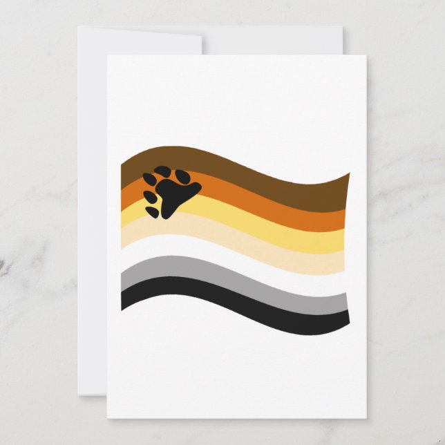 Bear Pride Paw Wavy Flag Holiday Card (Front)